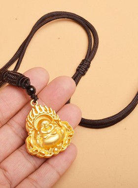 2026沙金弥勒佛项坠菩萨佛像项链吊坠挂饰挂坠男女饰品景点地摊小