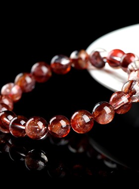 2026天然牛血红胶花手链火焰红胶花异象水晶手链俏色手串