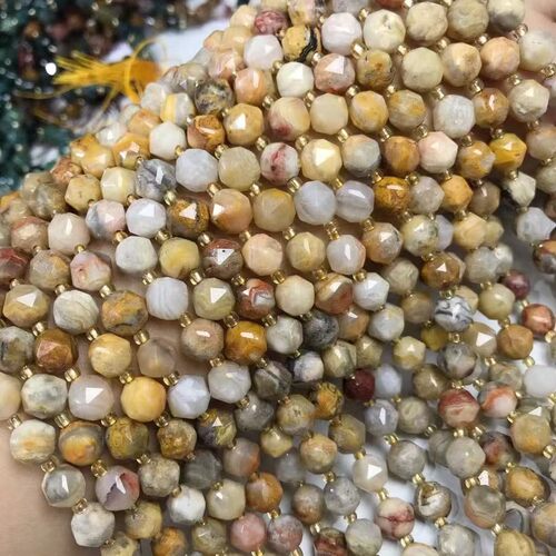2026名品都水晶 天然疯狂玛瑙双心钻半成品 DIY钻石切面玛瑙散珠