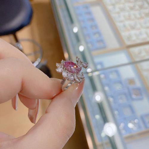 2026新款巴黎玫瑰莫桑钻戒指帕拉伊巴色高颜值花朵莫桑石开口女戒