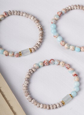 2026星月菩提串珠diy手链4x6国风文艺小众清新设计感寿山石闺蜜手