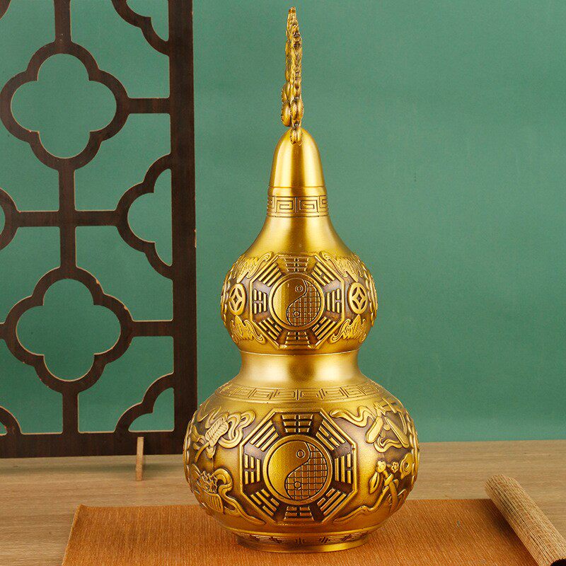 2026黄铜八仙葫芦招财进宝八卦开口葫芦玄关居家福葫芦乔迁风水摆