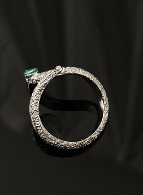 2026绿皓蛇形唐草纹戒指小众设计感时尚高级冷淡风指环新款潮开口