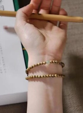 2026老绿檀佛珠手链和田青玉古风简约6m檀香木手串文艺学生手链女