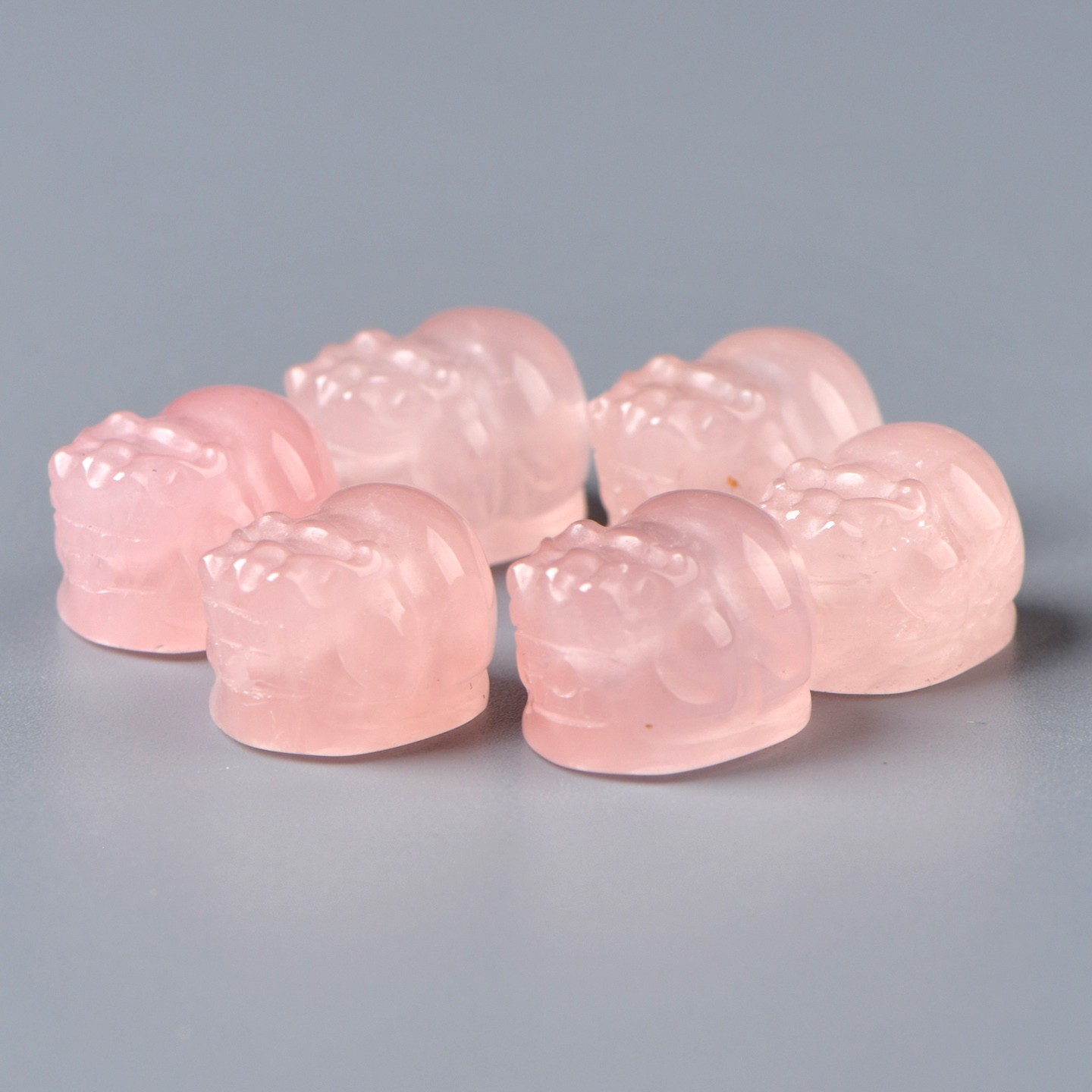 2025天然粉水晶小貔貅通孔diy水晶饰品配件材料男女皮丘情侣手链