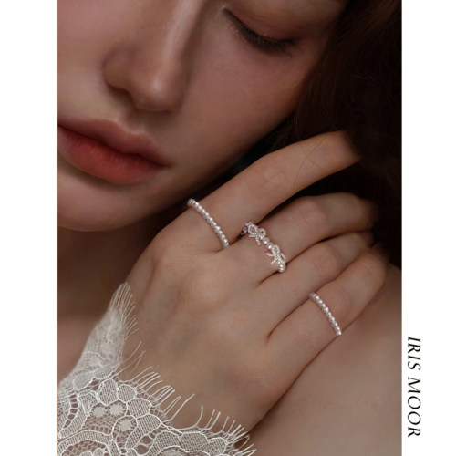 稀有野生海水蝴蝶结珍珠戒指叠戴