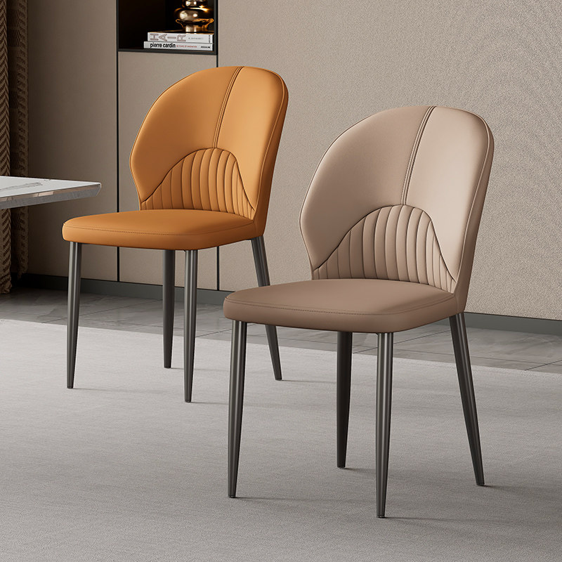 现代简约意式轻奢餐椅家用椅子新款靠背椅皮艺椅设计师高端餐桌椅