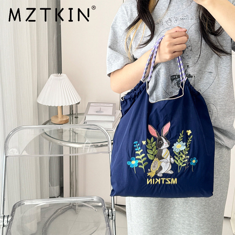 帆布包女斜挎学生手提袋补习课包手提包拎书袋日系女生文艺刺绣
