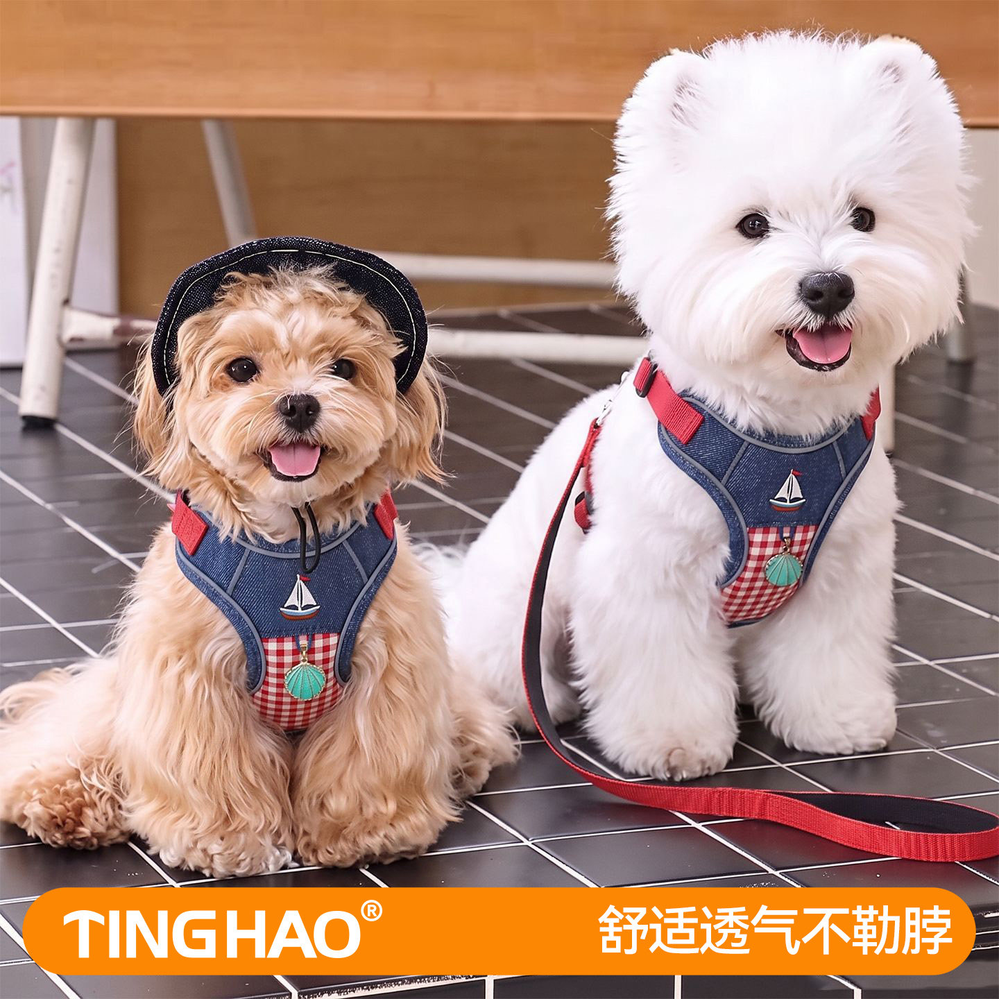 狗牵引绳胸背带背心式小型犬外出专用遛狗绳舒适透气宠物狗狗胸背
