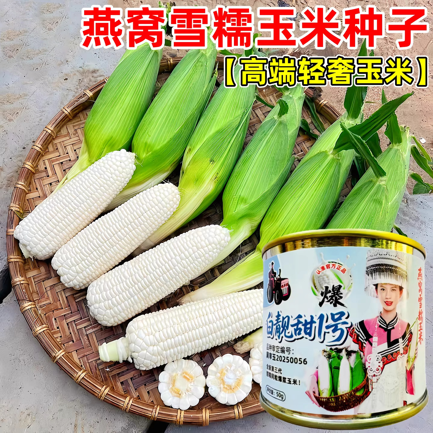 燕窝雪糯玉米白靓1号玉米种子甜糯爆浆牛奶玉米种籽高产春秋霞播