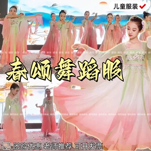 春颂儿童古典舞演出服采花姑娘舞蹈服桃花笑中国舞纱衣飘逸表演服