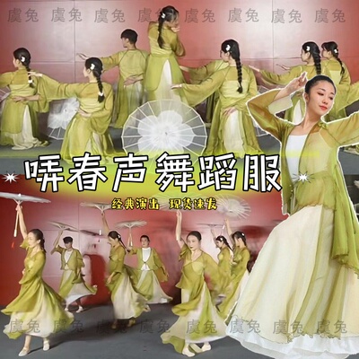 哢春声表演服寻茶上春山小城谣春三月舞蹈服古典舞中国风身韵纱衣