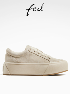 fed厚底小白鞋春季新款女鞋运动休闲鞋磨砂饼干鞋女款D0217-YA615