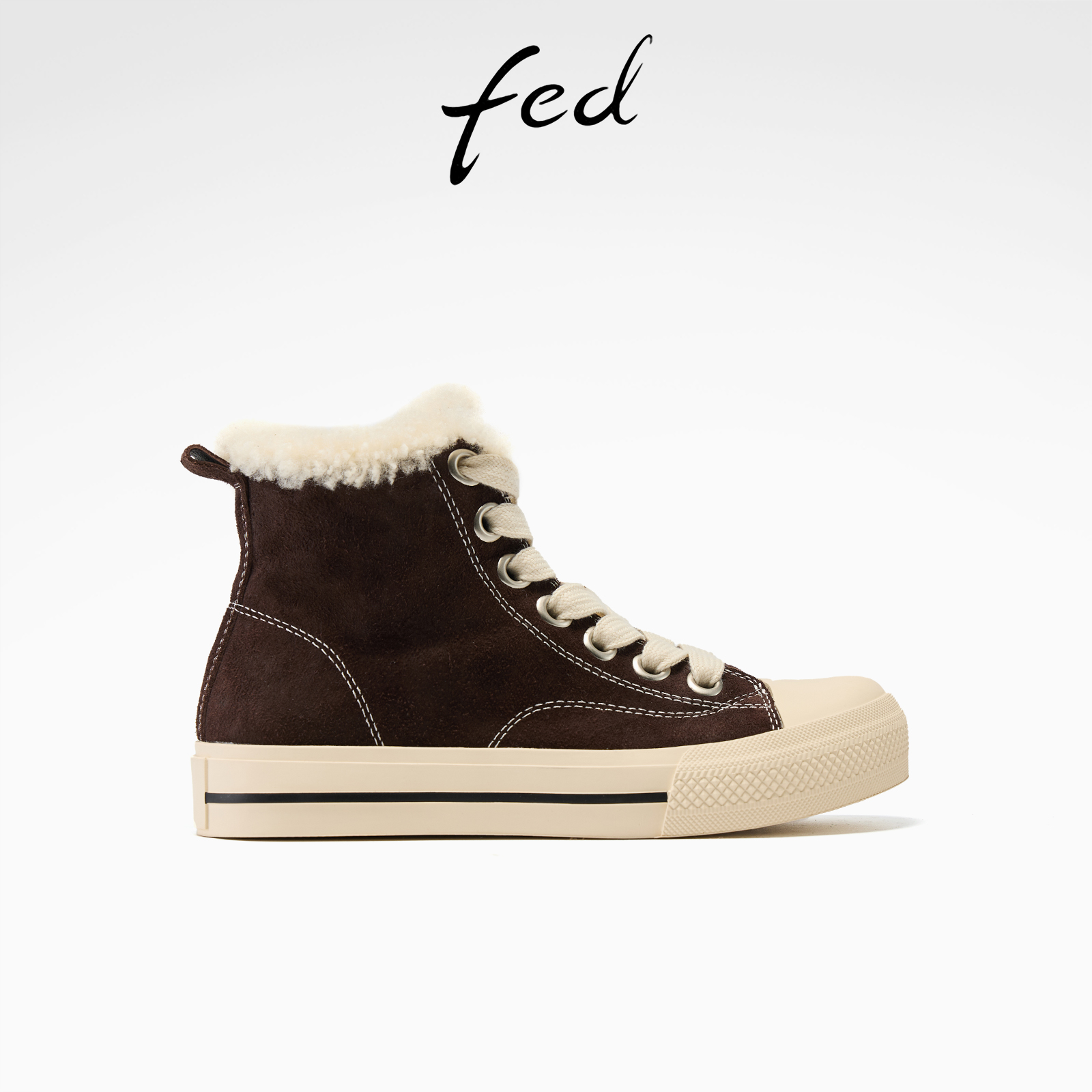 fed加绒休闲鞋冬季新款女鞋高帮板鞋时尚厚底棉鞋女款S1025-YA172