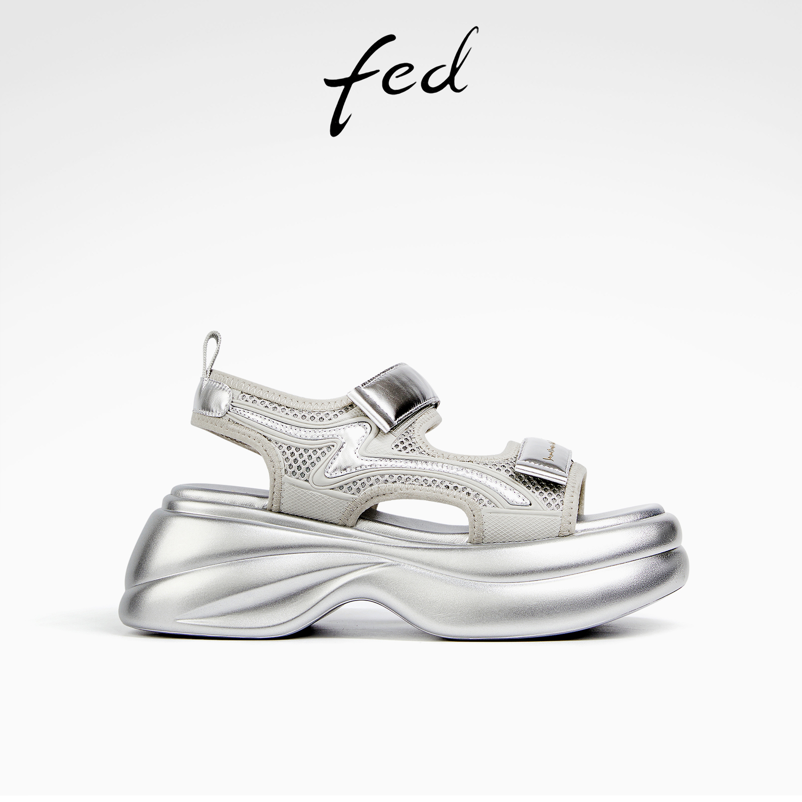 羊皮网面运动休闲一字带罗马凉鞋