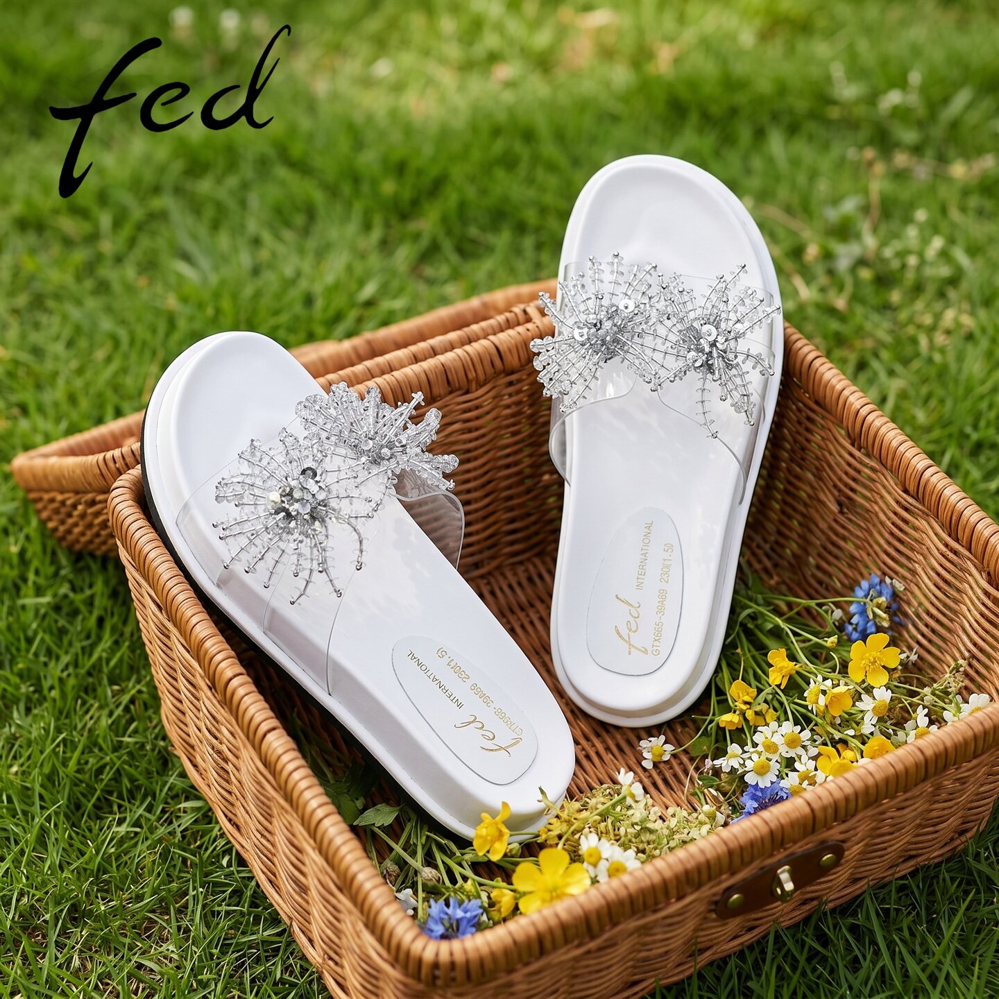 fed水钻一字拖鞋女夏季新款女鞋