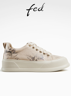 fed时尚休闲鞋秋季新款女鞋增高鞋国风板鞋帆布鞋女D0807-YAB096