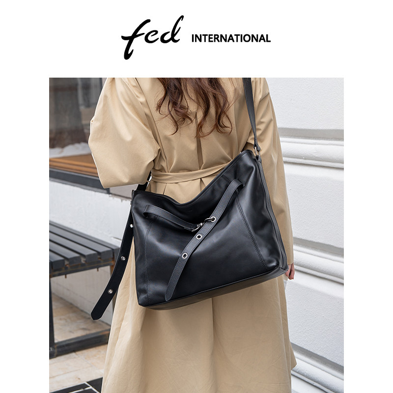 fed头层牛皮包大容量托特包水桶包单肩包妈咪包男女同款BFA9487
