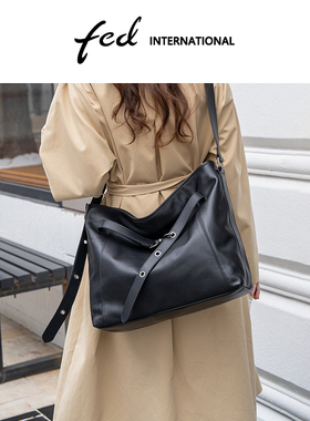 fed头层牛皮包大容量托特包水桶包单肩包妈咪包男女同款BFA9487