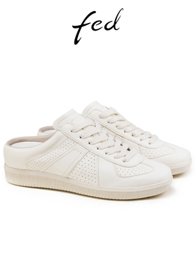 fed包头半拖夏季新款女鞋后空小白鞋真皮厚底拖鞋女S0430-ZCA576