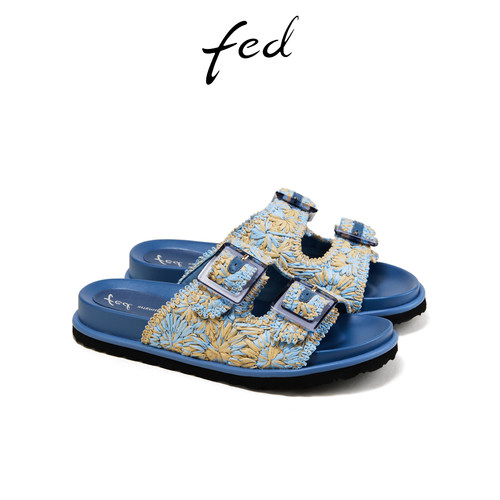 fed时尚一字拖夏季新款女鞋软底凉拖厚底勃肯拖鞋女S0519-YAB737
