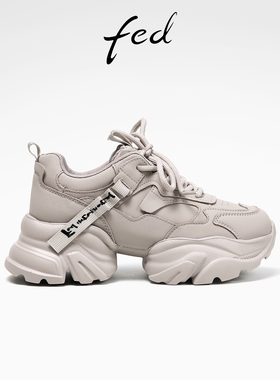 fed时尚休闲鞋春季新款女鞋经典老爹鞋增高运动鞋女D1021-ZCA015