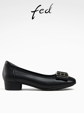 fed一脚蹬浅口单鞋春季新款女鞋真皮鞋软底通勤鞋女款D0221-YA629