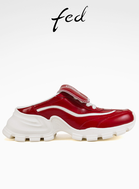 fed包头半拖夏季新款女鞋后空红色老爹鞋增高厚底鞋女S0425-YA623