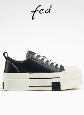 fed松糕厚底鞋女春季新款女鞋黑色休闲鞋低帮板鞋女款D0122-ZC262