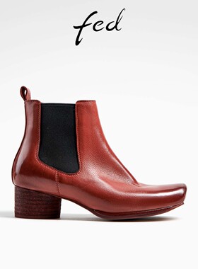 fed英伦风短靴冬季新款女靴粗跟烟筒靴切尔西靴女款D0923-ZFA083