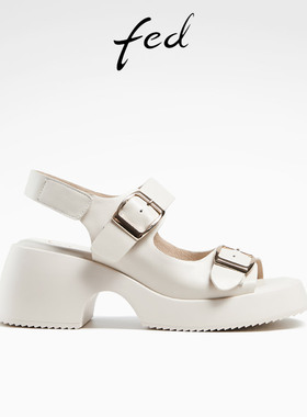 fed仙女风真皮凉鞋女夏季新款女鞋时尚休闲厚底凉鞋女R0429-YA528