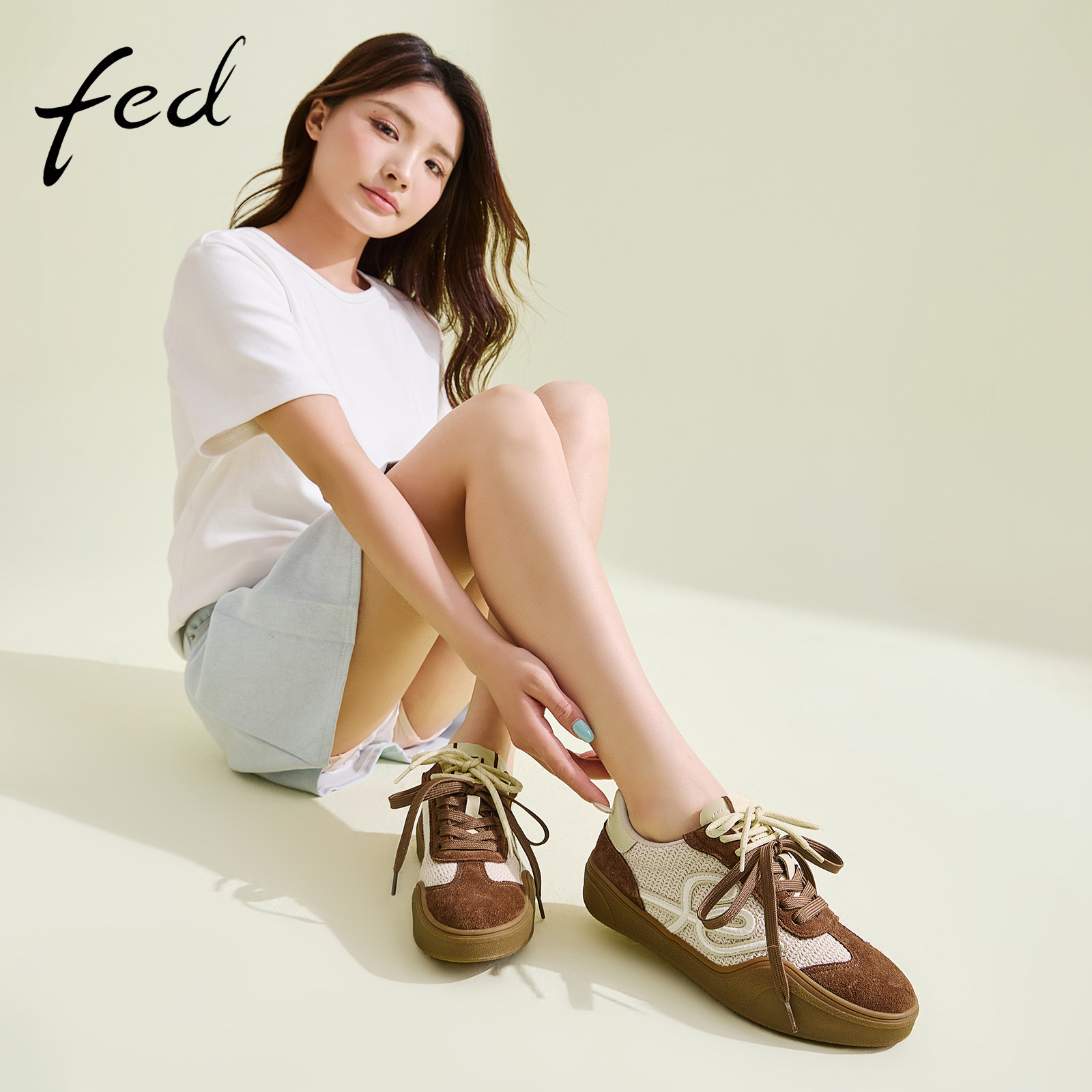 fed软底网面透气德训鞋女夏新款