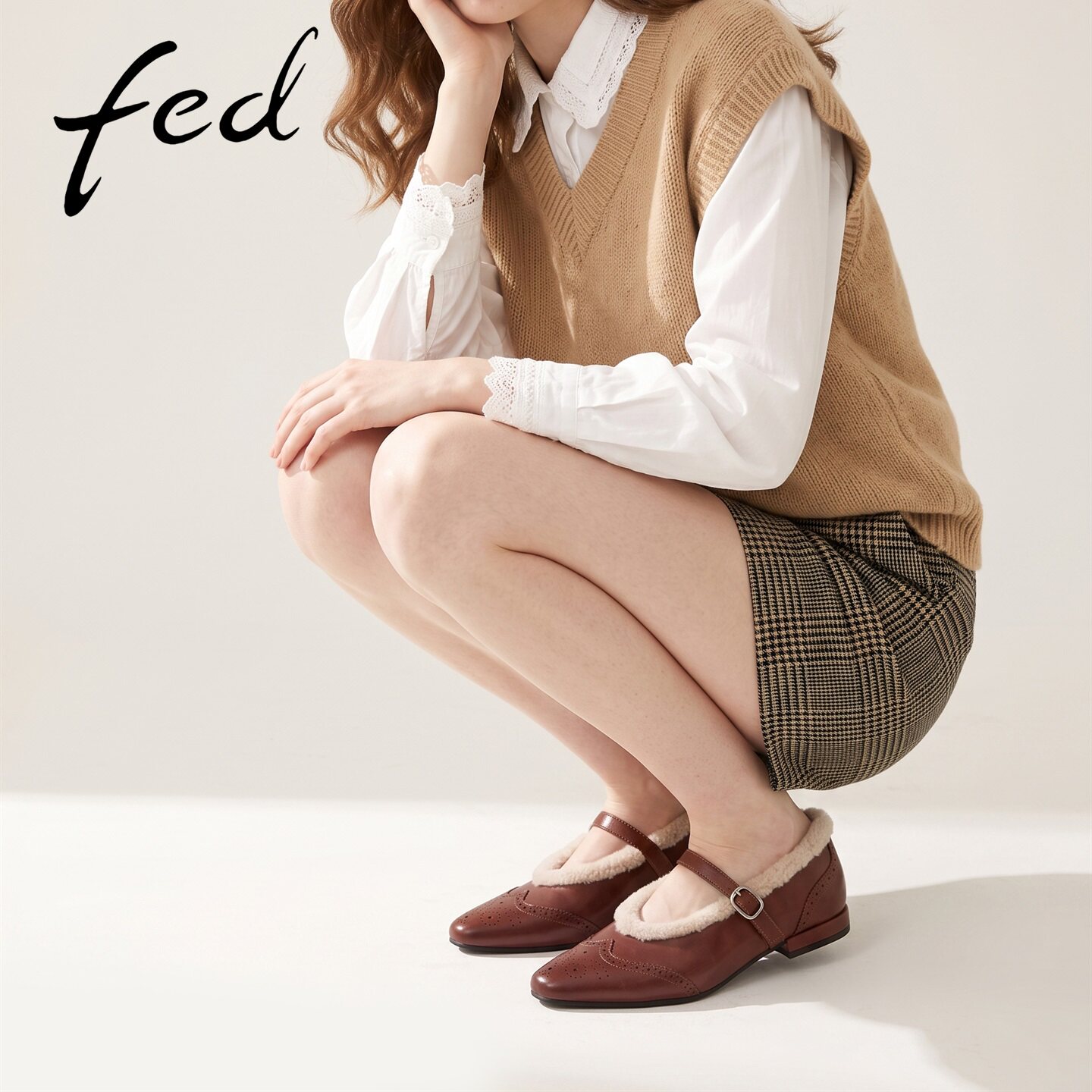 fed超软加绒玛丽珍鞋女2026冬