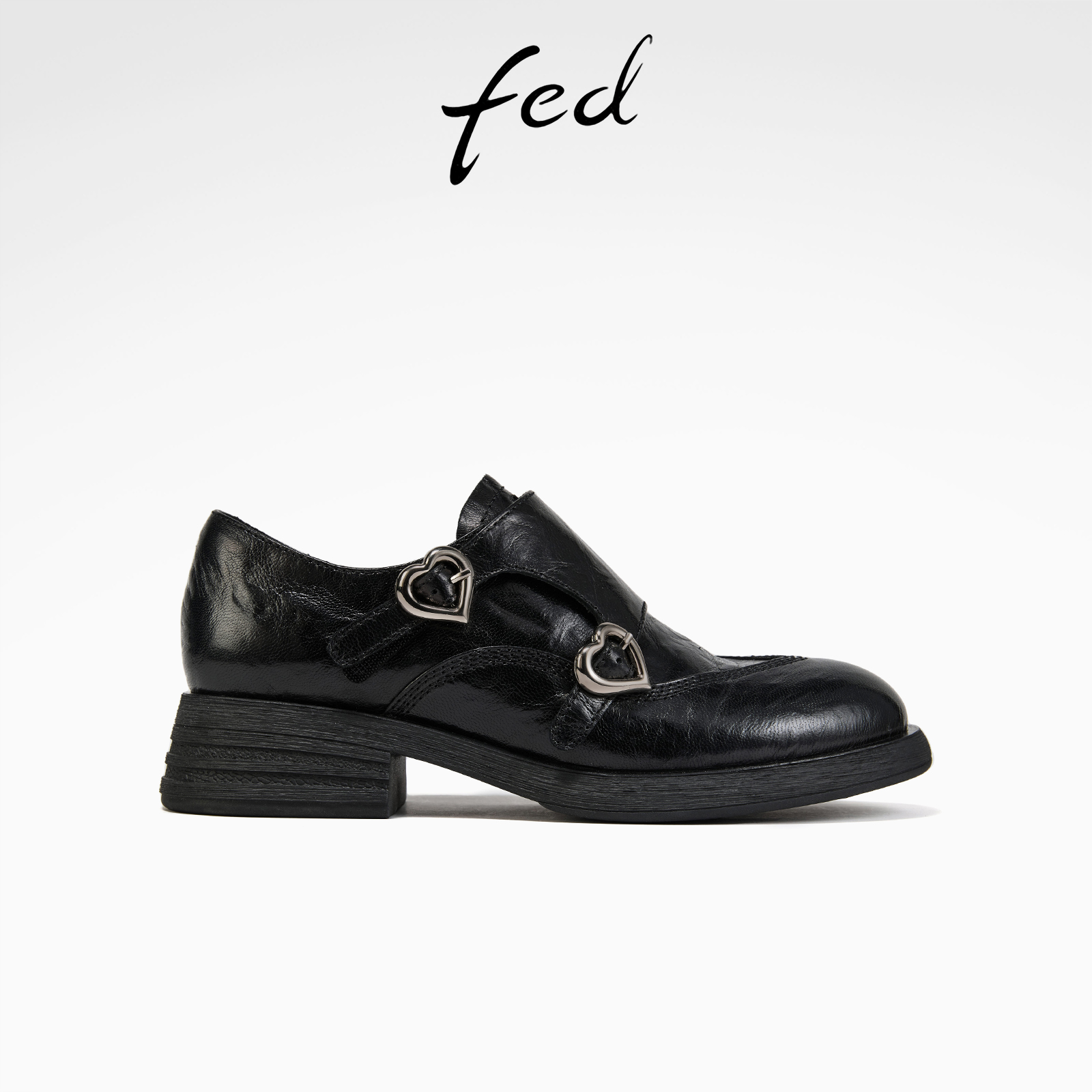 fed黑色小皮鞋秋季新款女鞋英伦风牛津鞋乐福鞋女款S0815-ZC518