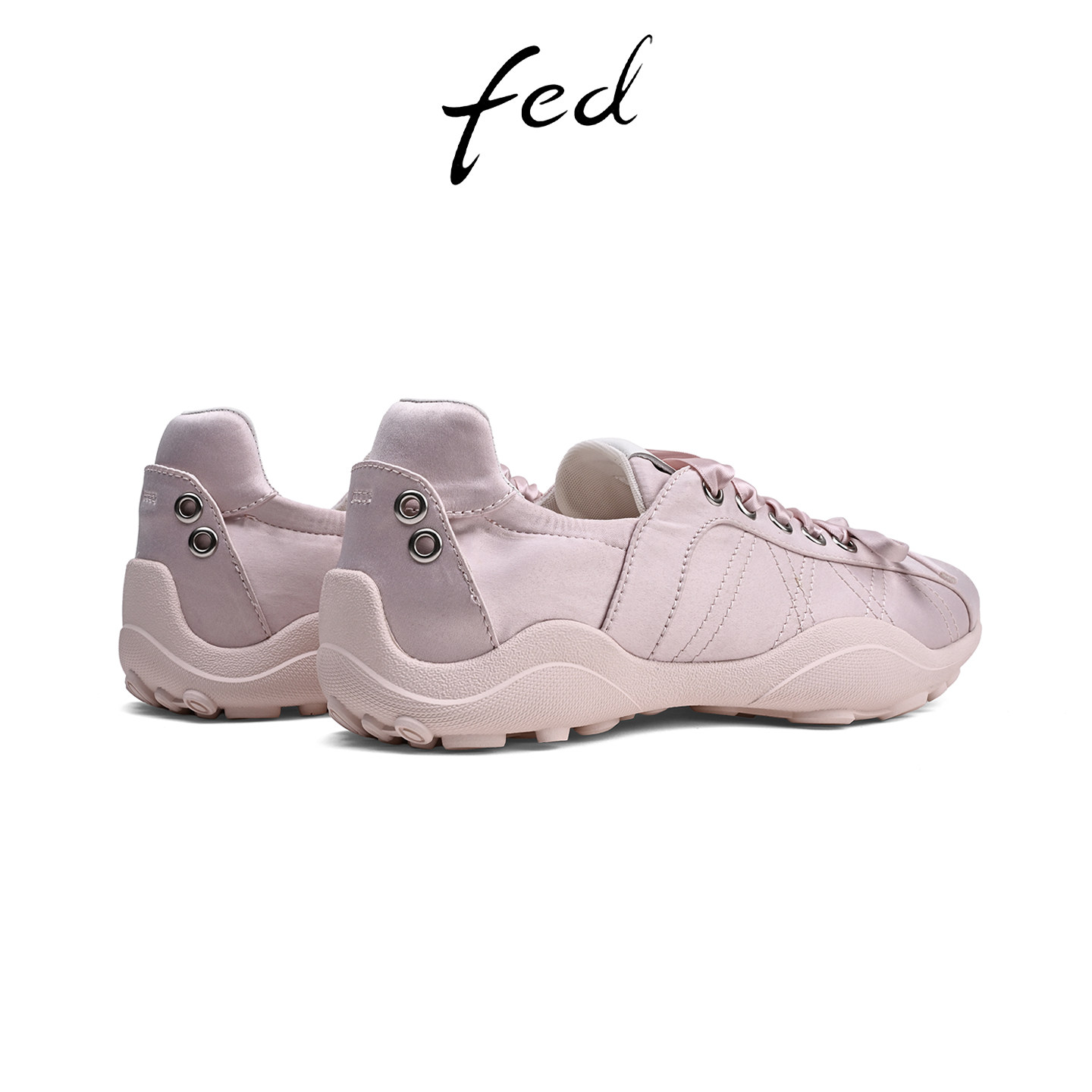 fed真丝布粉色休闲鞋女秋季新款