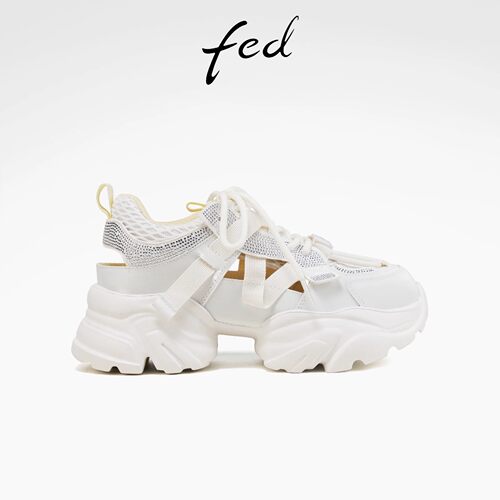 fed水钻透气增高女款老爹鞋
