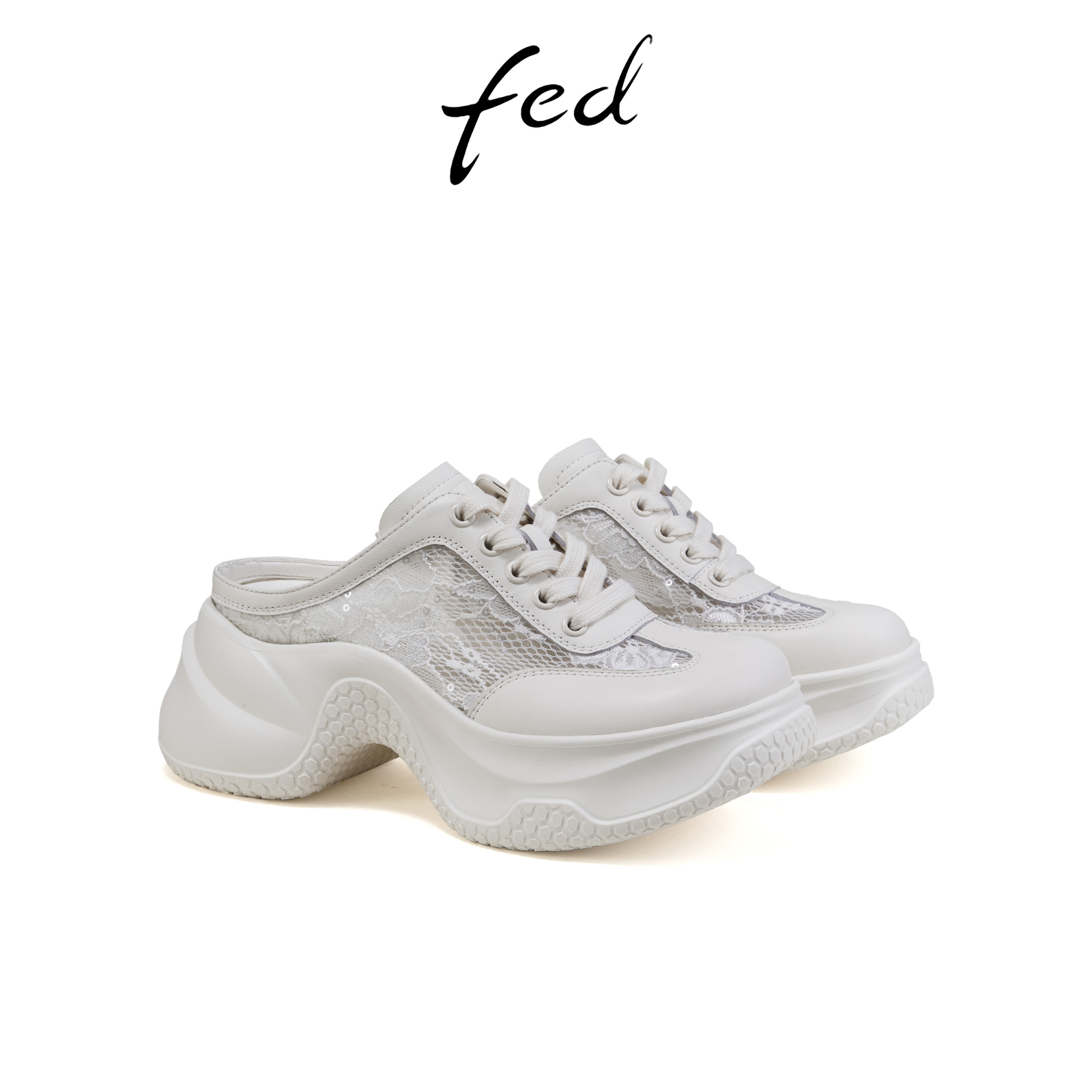fed增高厚底鞋夏季新款女鞋网面老爹鞋包头半拖鞋女S0403-ZCA639