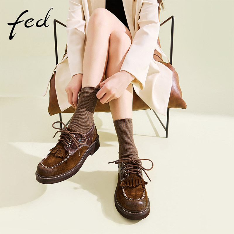 fed复古小皮鞋春季新款女鞋