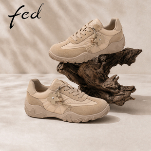 fed芭蕾德训鞋女秋季新款女鞋轻便休闲鞋舒适运动鞋软底增高鞋子