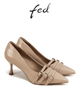 fed气质单鞋夏季新款女鞋尖头高跟鞋浅口通勤鞋女款S0306-YSB305