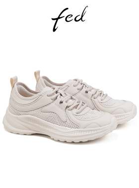 fed增高厚底写夏季新款女鞋透气休闲鞋白色老爹鞋女S0414-ZCA621