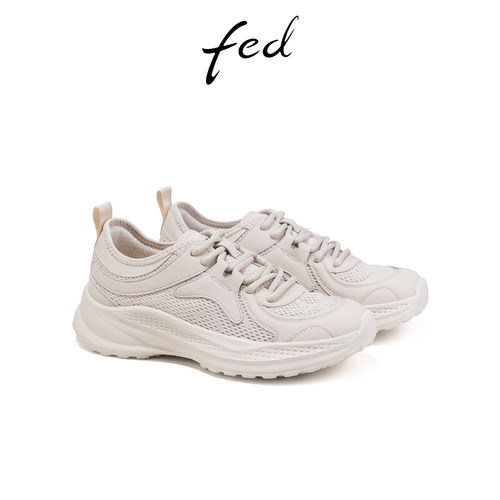 fed增高厚底写夏季新款女鞋透气休闲鞋白色老爹鞋女S0414-ZCA621