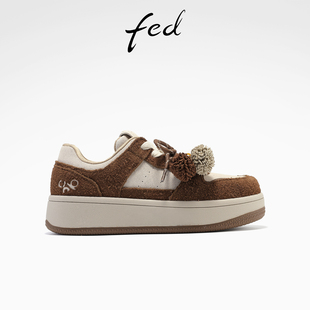 女鞋 真皮休闲鞋 增高厚底鞋 fed复古板鞋 S0916 新款 女款 ZCA357 秋季