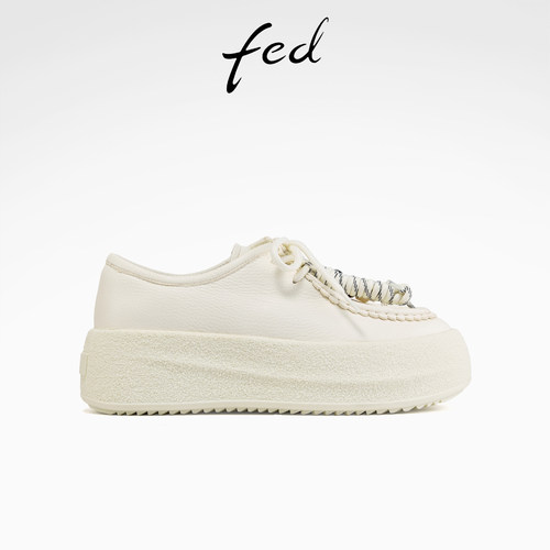 fed白色袋鼠鞋秋季新款女鞋休闲深口单鞋厚底鞋女款S0823-YAB100