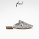 夏季 女S0626 新款 镂空凉拖银色包头拖鞋 ZFA321 女鞋 fed低跟穆勒鞋