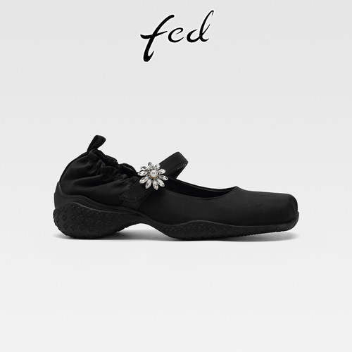 fed法式水钻浅口不累脚玛丽珍鞋