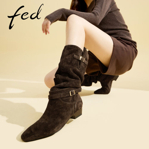 fed粗跟骑士靴女秋季新款女靴