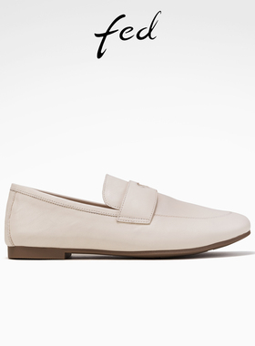 fed白色乐福鞋春季新款女鞋平底通勤鞋真皮单鞋女款S0212-ZCA739