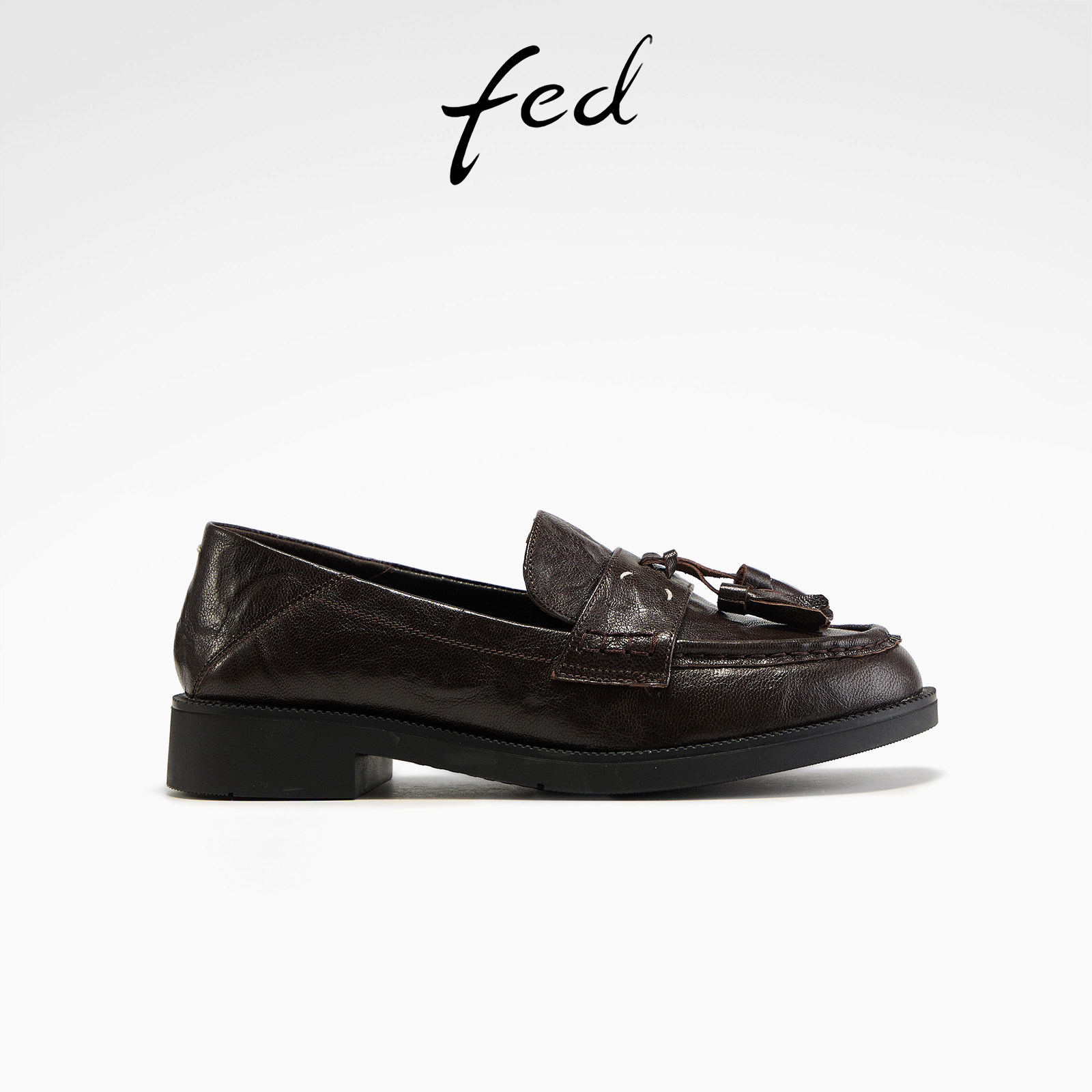 fed低跟乐福鞋春季新款女鞋可可熔岩单鞋真皮软底小皮鞋女款YB156