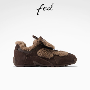 女鞋 软底毛毛鞋 加绒休闲鞋 fed保暖德训鞋 S1118 新款 女款 YA029 冬季